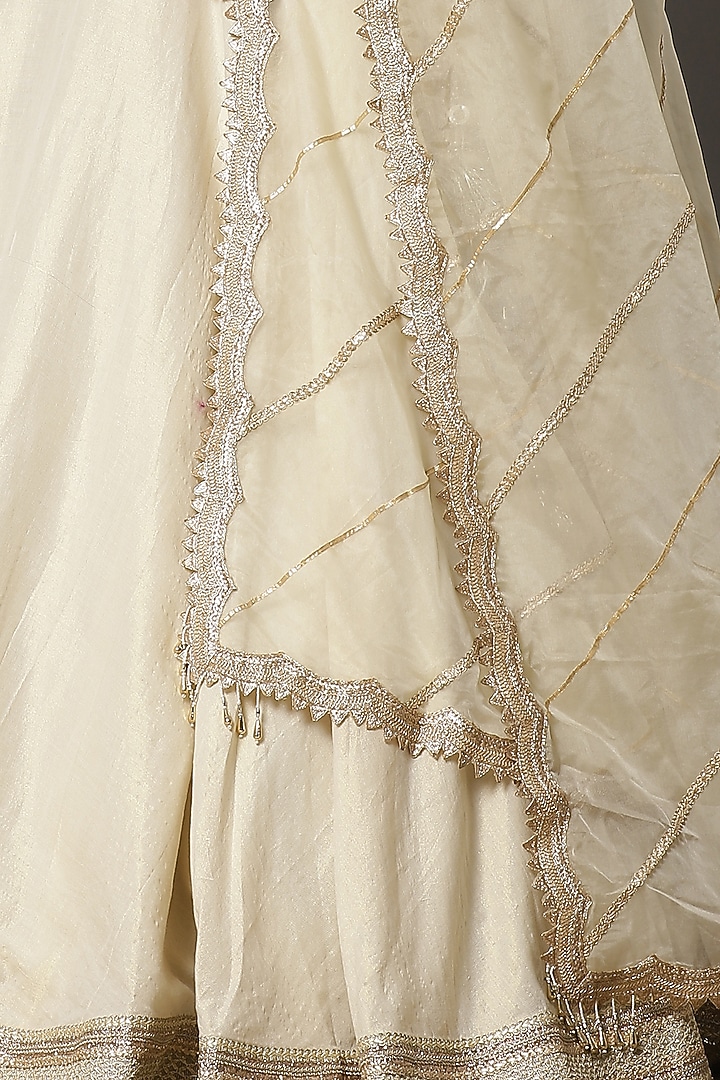 Ivory Cotton Chanderi Embroidered Wedding Lehenga Set by Shikhar Sharma at Pernia's Pop Up Shop