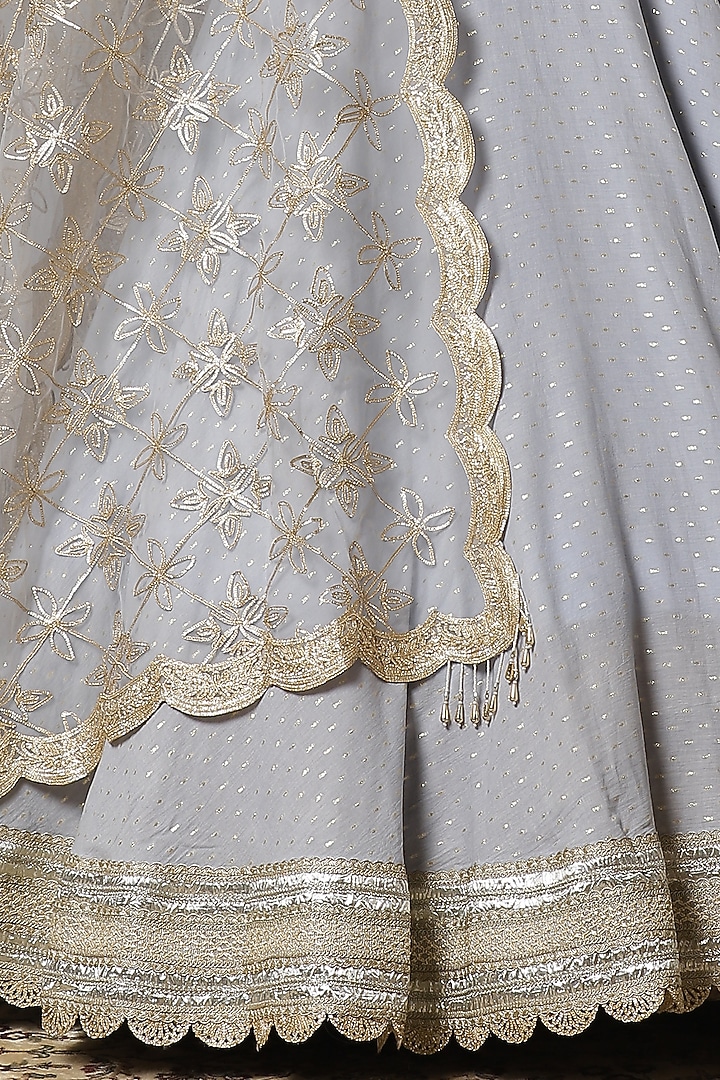 Powder Blue Cotton Chanderi Embroidered Wedding Lehenga Set by Shikhar Sharma at Pernia's Pop Up Shop