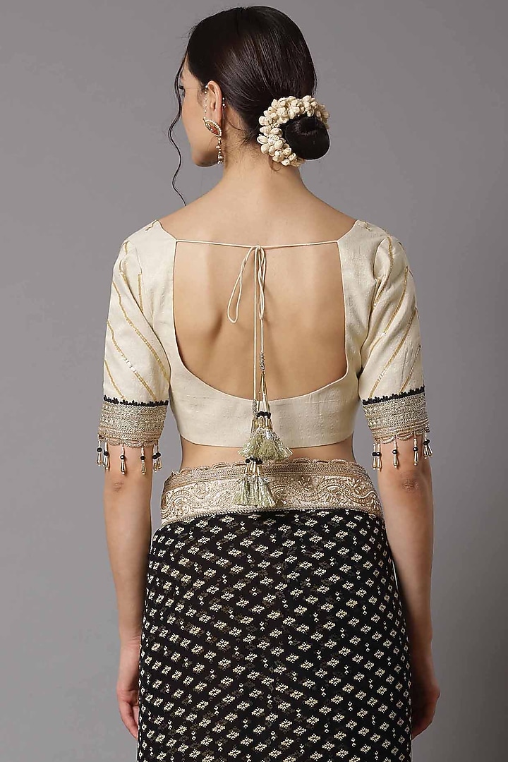 Black Chiffon Embroidered Wedding Saree Set by Shikhar Sharma at Pernia's Pop Up Shop