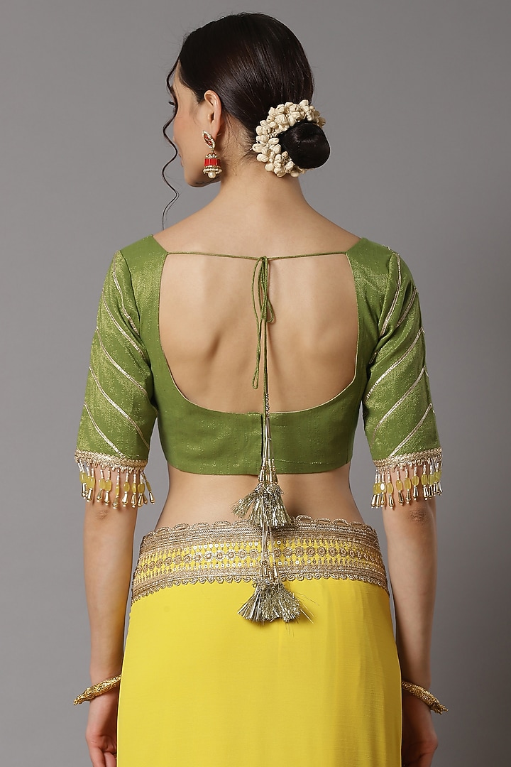 Yellow Georgette Embroidered Wedding Saree Set by Shikhar Sharma at Pernia's Pop Up Shop