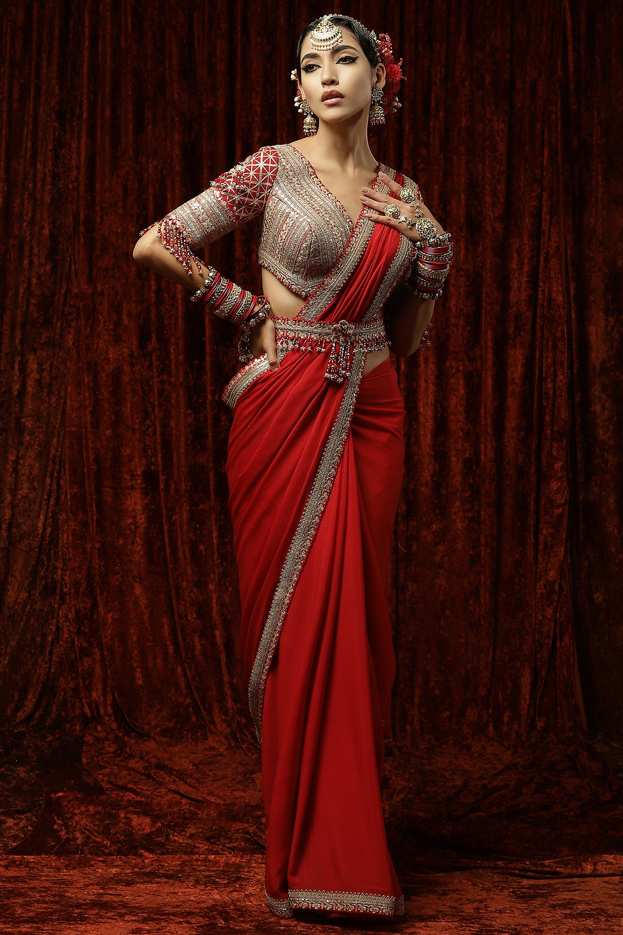 Plain Red Saree Reduced | atrrentacar.ro