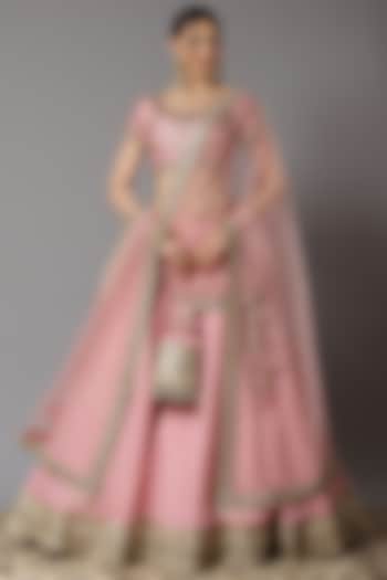 Pink Embroidered Wedding Lehenga Set by Shikhar Sharma at Pernia's Pop Up Shop