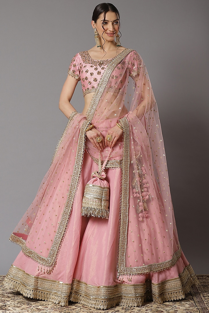 Pink Embroidered Lehenga Set by Shikhar Sharma