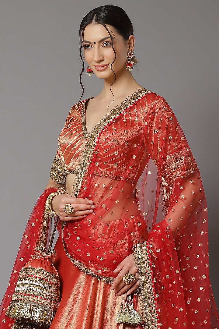 Red Embroidered Wedding Lehenga Set by Shikhar Sharma at Pernia's Pop Up Shop