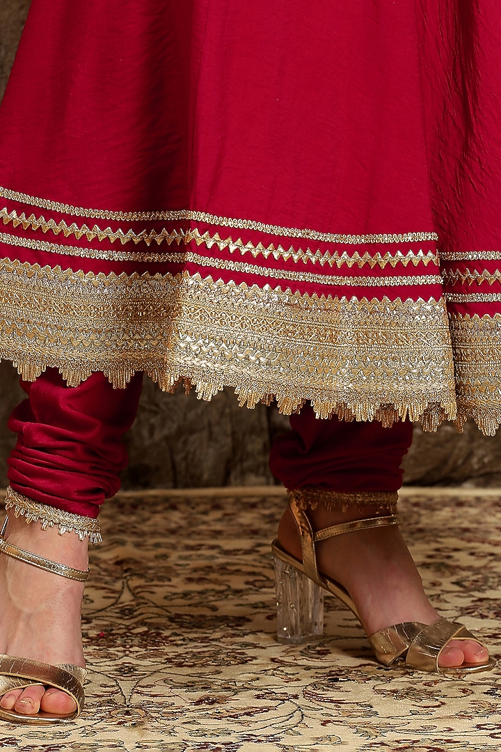 Fuchsia Hand & Machine Embroidered Wedding Anarkali Set by Shikhar Sharma at Pernia's Pop Up Shop