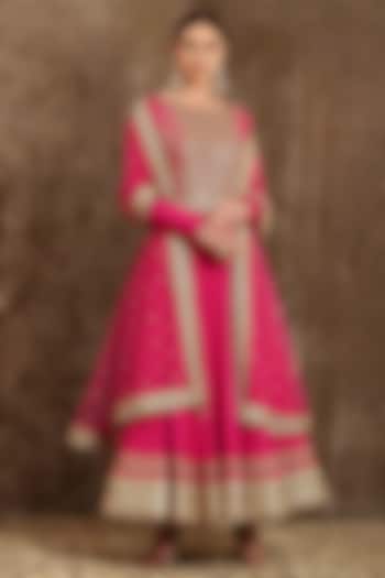 Fuchsia Zardosi Embroidered Wedding Anarkali Set by Shikhar Sharma at Pernia's Pop Up Shop