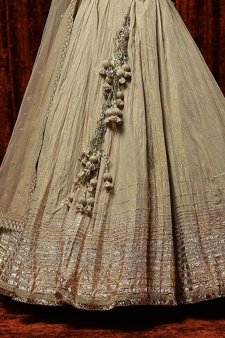 Light Gold Cotton Shimmer Chanderi Gota Wedding Lehenga Set by Shikhar Sharma at Pernia's Pop Up Shop
