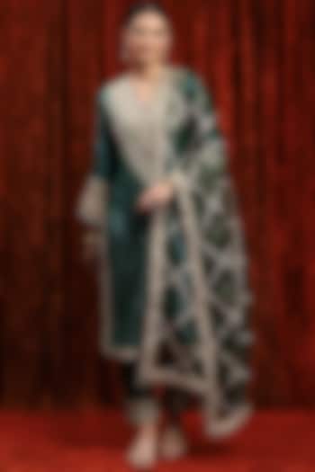 Dark Green Cotton Lurex Gota Work Kurta Set by Shikhar Sharma at Pernia's Pop Up Shop