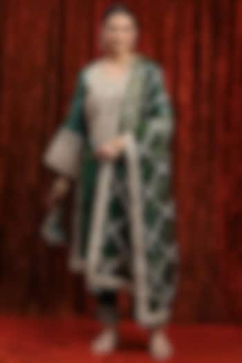 Dark Green Cotton Lurex Gota Work Kurta Set by Shikhar Sharma at Pernia's Pop Up Shop