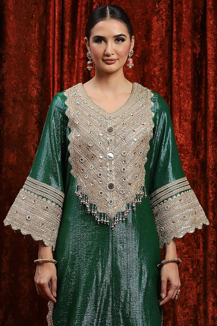 Dark Green Cotton Lurex Gota Work Kurta Set by Shikhar Sharma at Pernia's Pop Up Shop