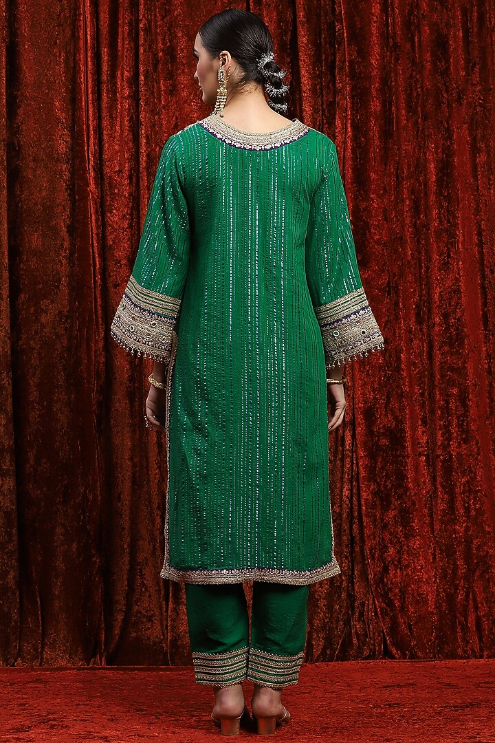 Green & Purple Cotton Lurex Gota Work Kurta Set by Shikhar Sharma at Pernia's Pop Up Shop