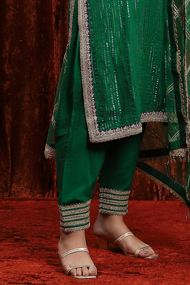 Green & Purple Cotton Lurex Gota Work Kurta Set by Shikhar Sharma at Pernia's Pop Up Shop