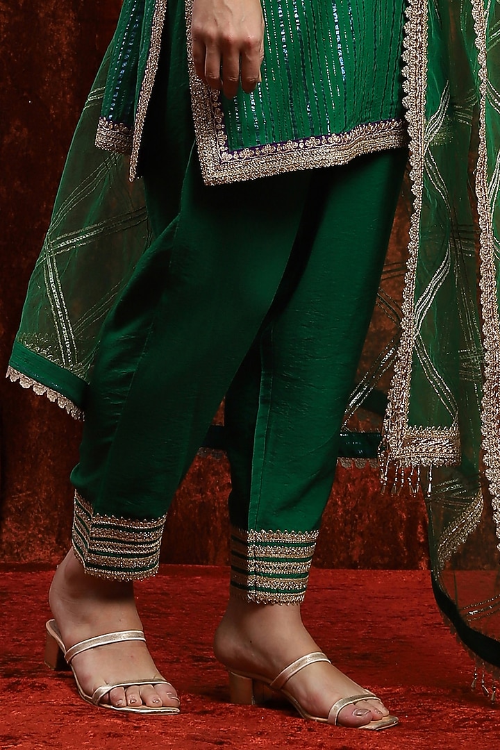 Green Cotton Lurex Gota Work Kurta Set by Shikhar Sharma at Pernia's Pop Up Shop