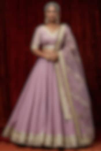 Dusty Purple Cotton Chanderi Gota Embroidered Wedding Lehenga Set by Shikhar Sharma at Pernia's Pop Up Shop