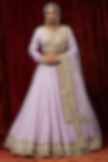 Lavender Cotton Chanderi Gota Embroidered Wedding Lehenga Set by Shikhar Sharma at Pernia's Pop Up Shop