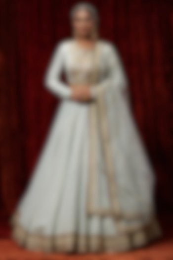 Light Sky Blue Cotton Chanderi Gota Embroidered Wedding Lehenga Set by Shikhar Sharma at Pernia's Pop Up Shop