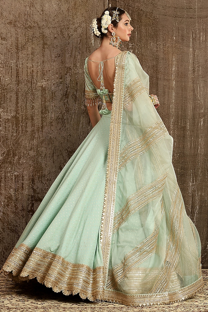 Sea Green Embroidered Wedding Lehenga Set by Shikhar Sharma at Pernia's Pop Up Shop