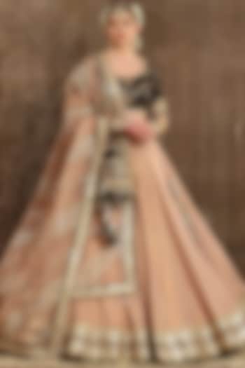 Dusty Peach Embroidered Wedding Lehenga Set by Shikhar Sharma at Pernia's Pop Up Shop