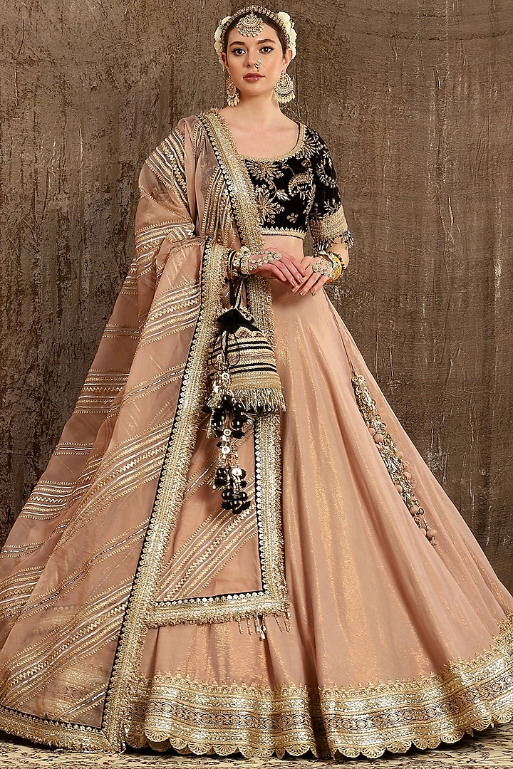Dusty Peach Embroidered Wedding Lehenga Set by Shikhar Sharma at Pernia's Pop Up Shop