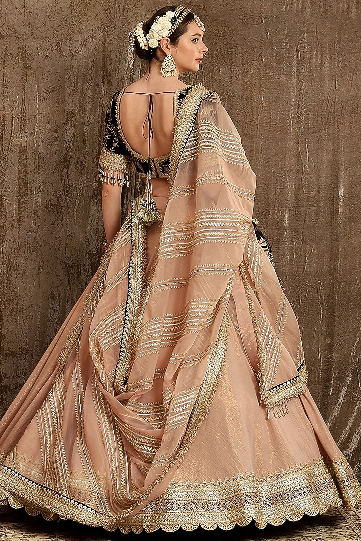 Dusty Peach Embroidered Wedding Lehenga Set by Shikhar Sharma at Pernia's Pop Up Shop