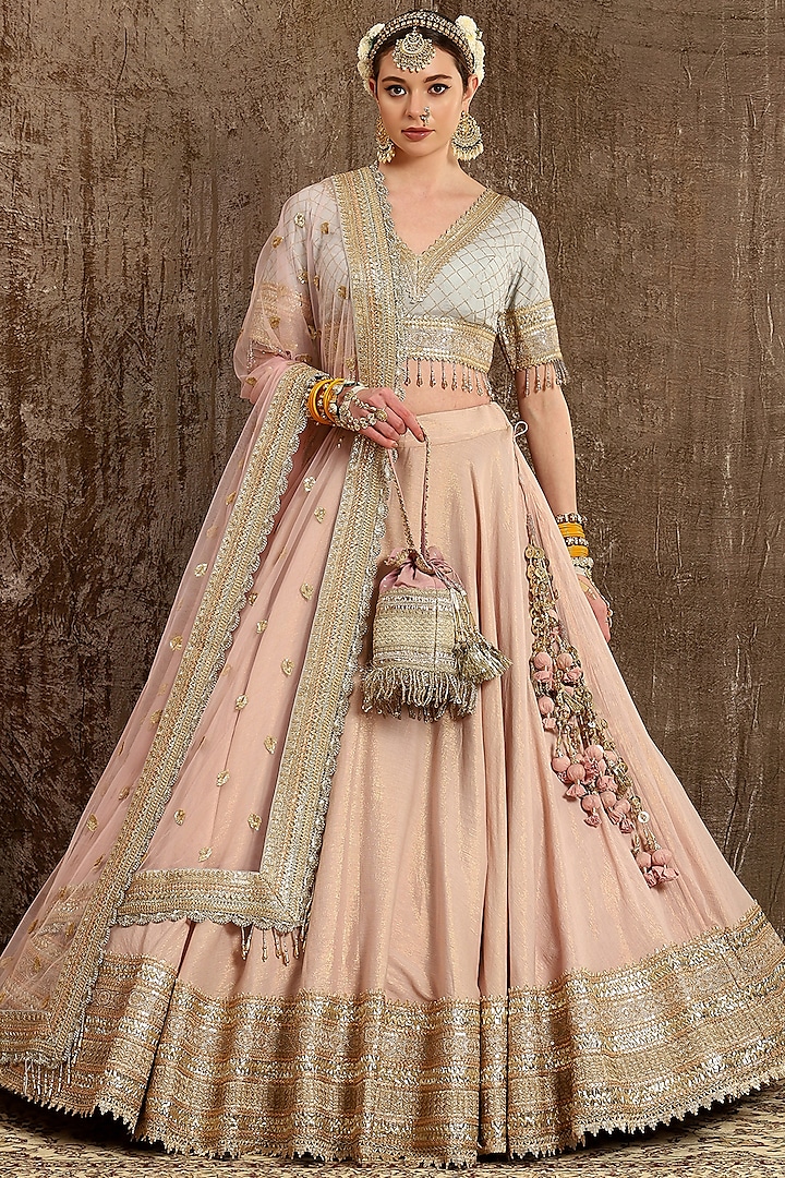 Baby Pink Embroidered Wedding Lehenga Set by Shikhar Sharma at Pernia's Pop Up Shop
