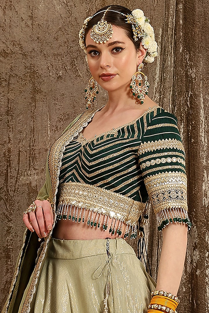 Mint Green Embroidered Wedding Lehenga Set by Shikhar Sharma at Pernia's Pop Up Shop