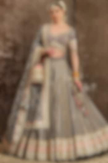 Grey Embroidered Wedding Lehenga Set by Shikhar Sharma at Pernia's Pop Up Shop