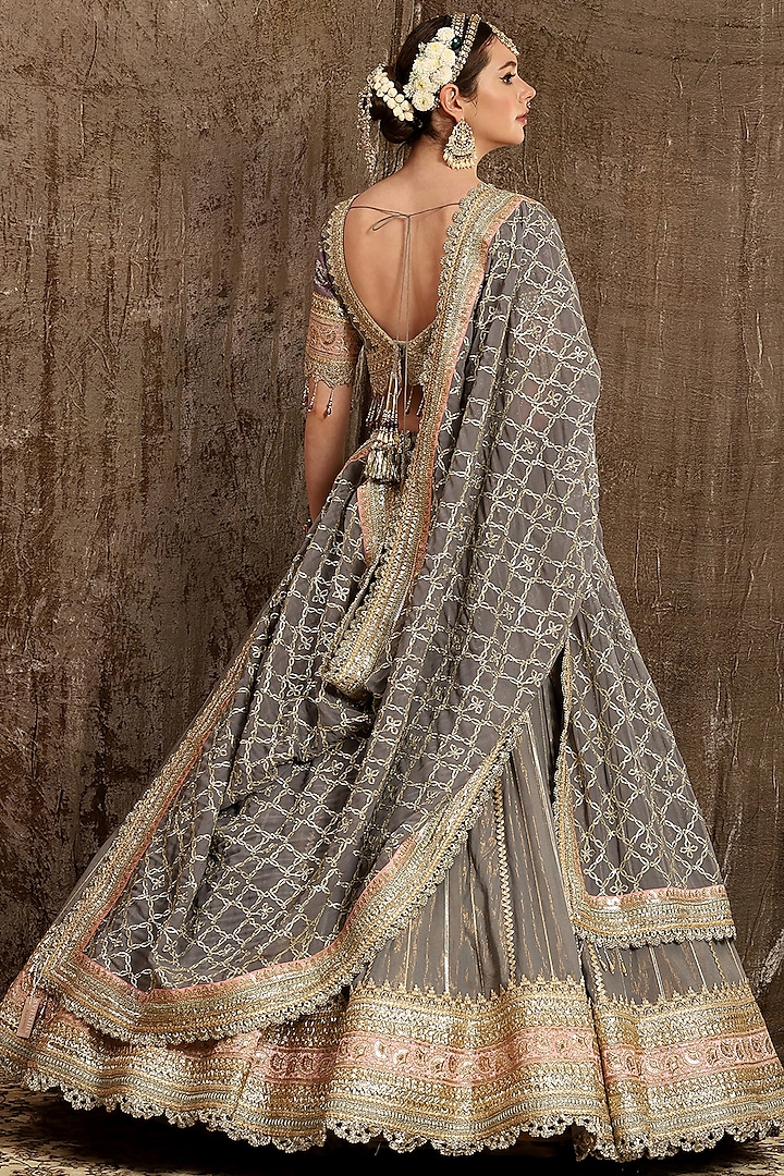 Grey Embroidered Wedding Lehenga Set by Shikhar Sharma at Pernia's Pop Up Shop