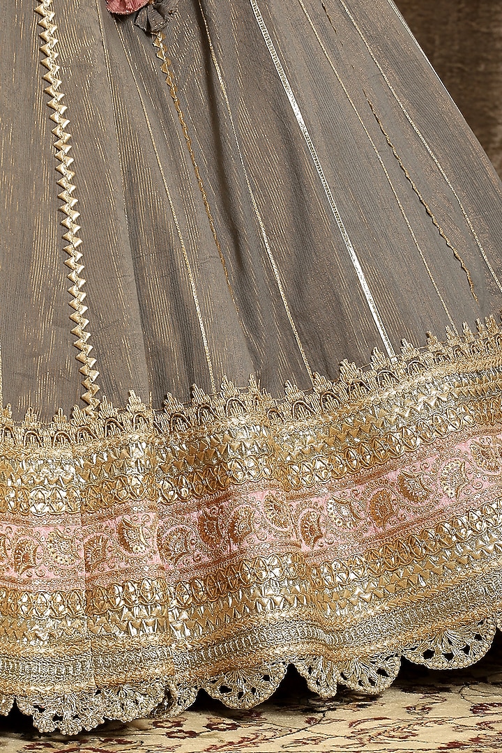 Grey Embroidered Wedding Lehenga Set by Shikhar Sharma at Pernia's Pop Up Shop