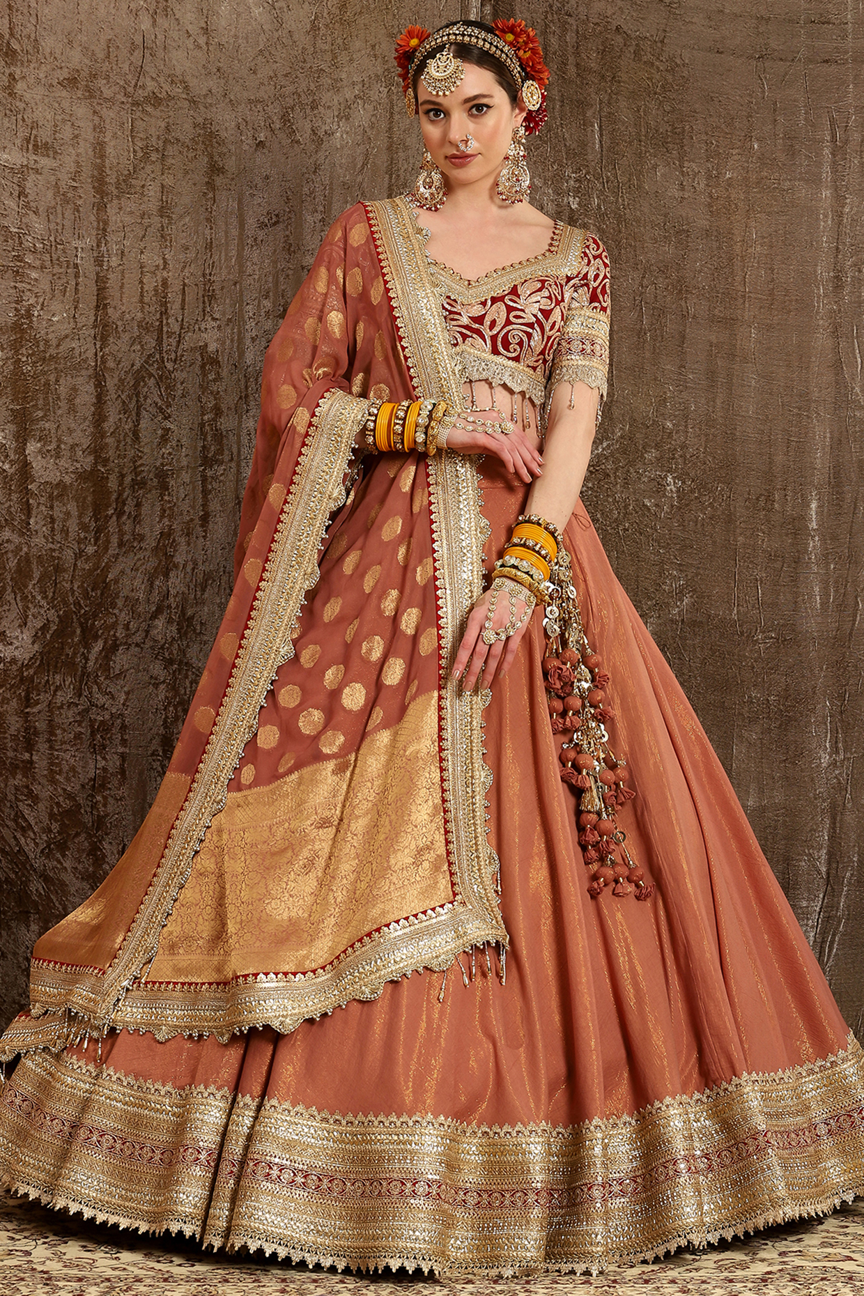 Copper Rust Embroidered Wedding Lehenga Set by Shikhar Sharma at Pernia's Pop Up Shop