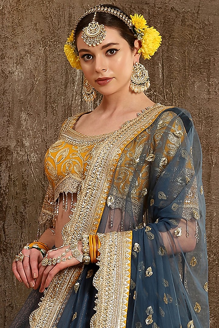 Cobalt Blue Embroidered Wedding Lehenga Set by Shikhar Sharma at Pernia's Pop Up Shop
