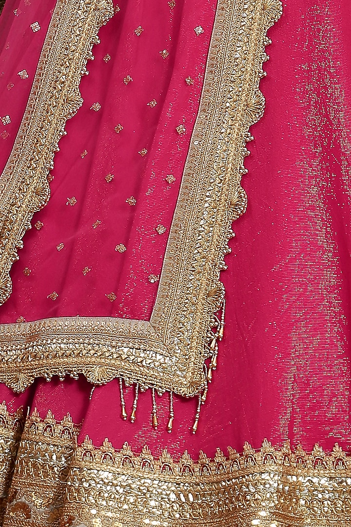 Pink Machine Embroidered Wedding Lehenga Set by Shikhar Sharma at Pernia's Pop Up Shop