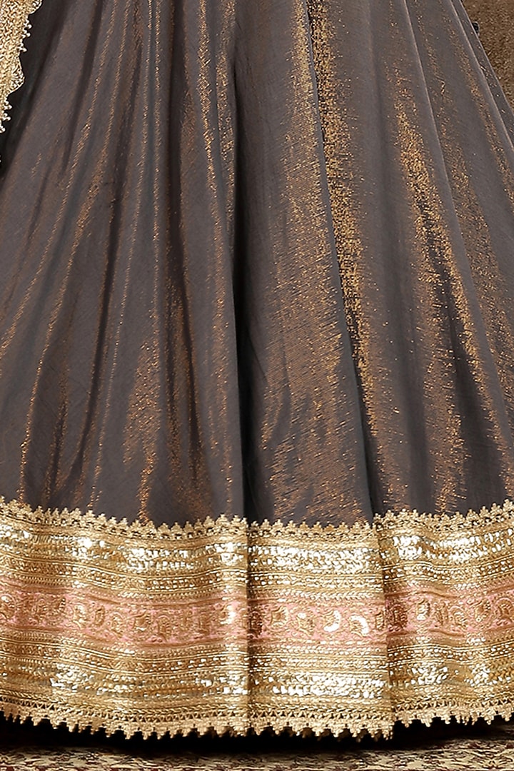 Charcoal Grey Machine Embroidered Wedding Lehenga Set by Shikhar Sharma at Pernia's Pop Up Shop