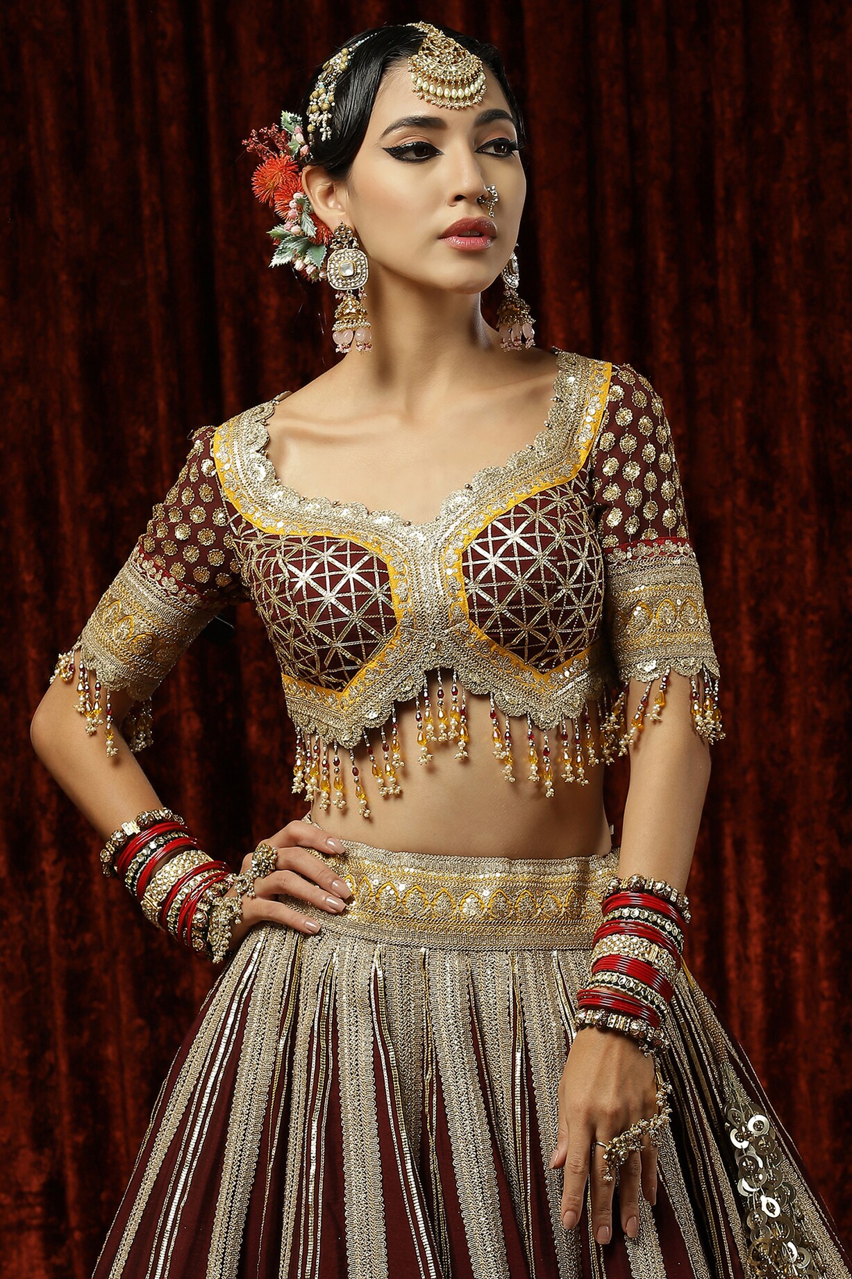 Maroon Premium Paithani Silk-Look Chanderi Lehenga Set – Traditional Indian Ethnic Wear