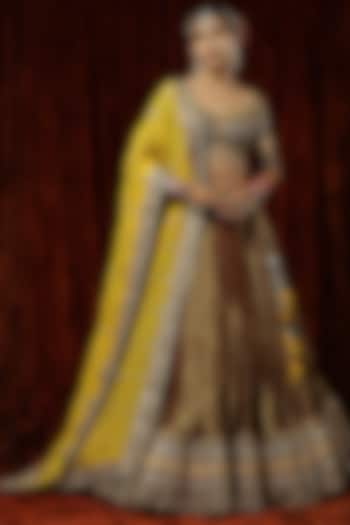 Maroon Brocade Embroidered Wedding Lehenga Set by Shikhar Sharma at Pernia's Pop Up Shop