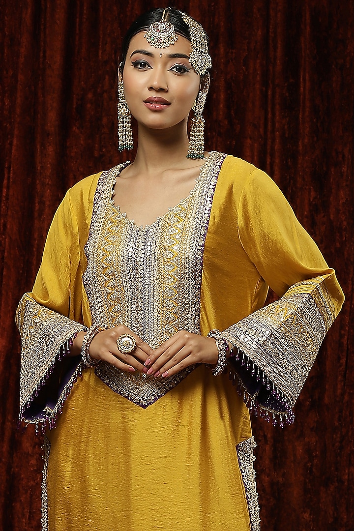 Yellow Silk Chanderi Embroidered Kurta Set by Shikhar Sharma at Pernia's Pop Up Shop