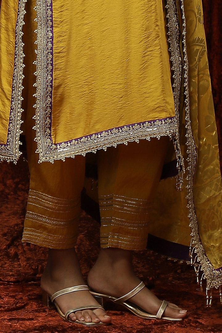 Yellow Silk Chanderi Embroidered Kurta Set by Shikhar Sharma at Pernia's Pop Up Shop