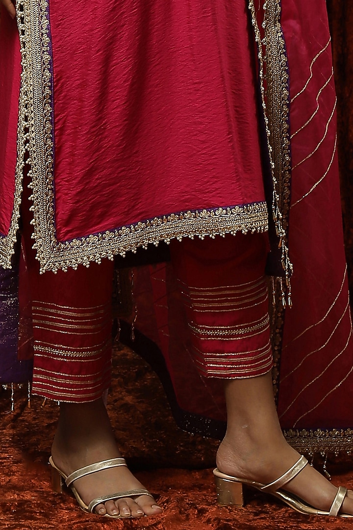 Rani Pink Silk Chanderi Embroidered Kurta Set by Shikhar Sharma at Pernia's Pop Up Shop