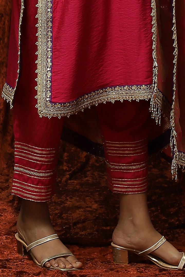 Rani Pink Silk Chanderi Embroidered Kurta Set by Shikhar Sharma at Pernia's Pop Up Shop