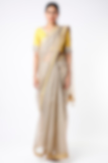 Mouse Beige Embroidered Party Wear Saree Set by Shikhar Sharma at Pernia's Pop Up Shop