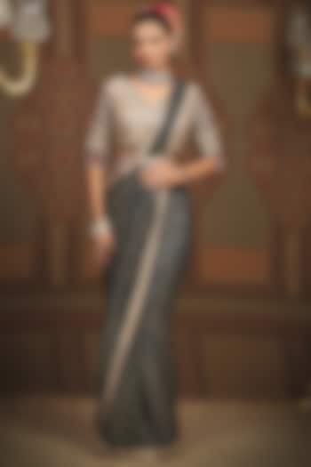 Black Georgette Gota & Dori Embroidered Wedding Saree Set by Shikhar Sharma at Pernia's Pop Up Shop