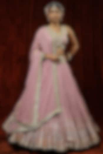 Lilac Cotton Shimmer Chanderi Gota Wedding Lehenga Set by Shikhar Sharma at Pernia's Pop Up Shop