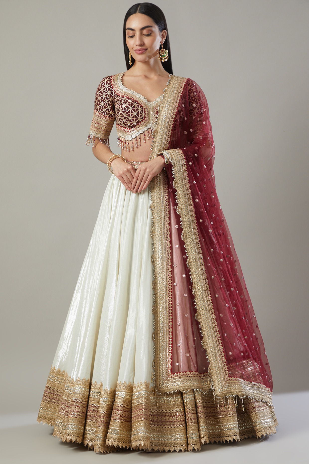 Shikhar Sharma Silver Embroidered Lehenga Set
