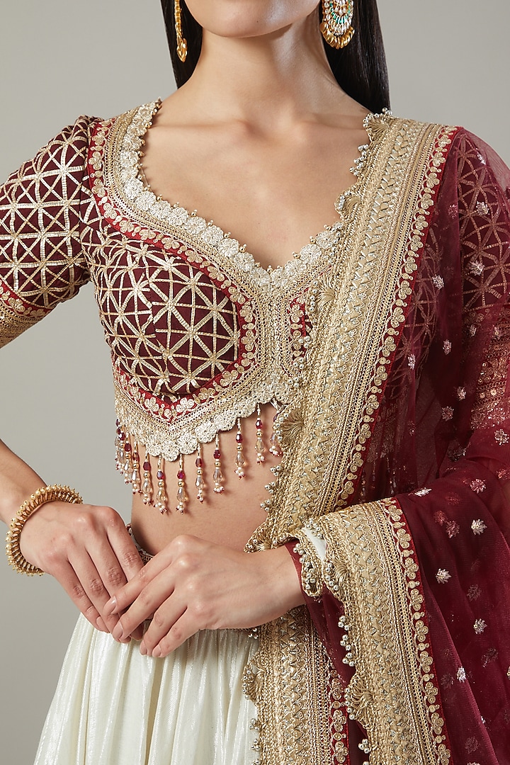 Silver Embroidered Wedding Lehenga Set by Shikhar Sharma at Pernia's Pop Up Shop