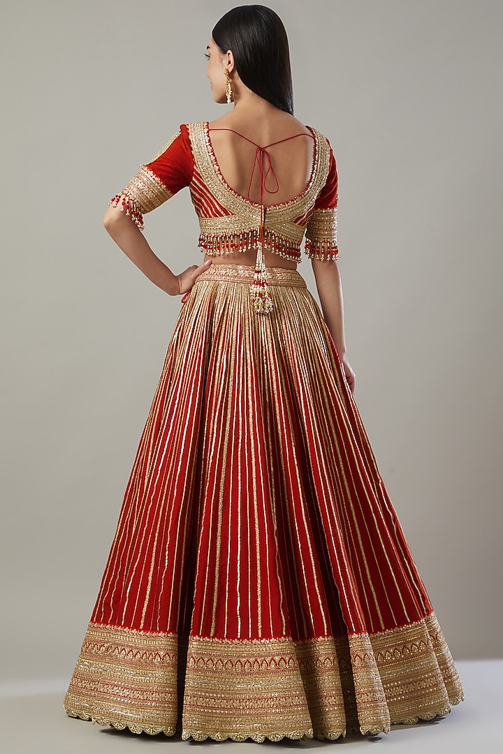 Red Embroidered Bridal Lehenga Set by Shikhar Sharma at Pernia's Pop Up Shop