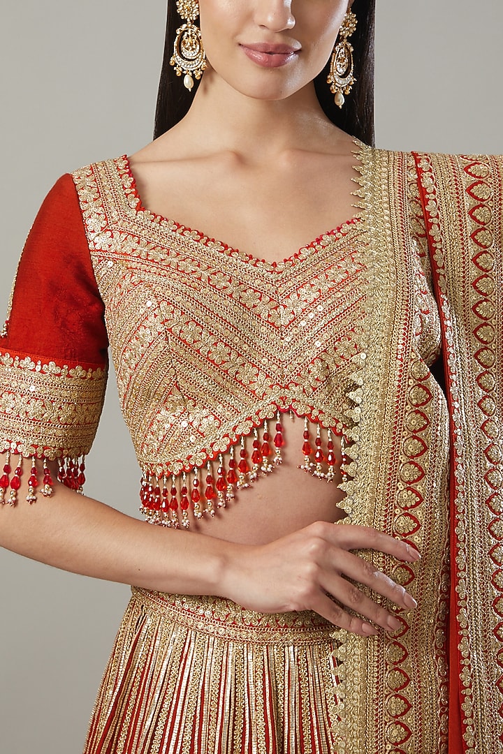 Red Embroidered Bridal Lehenga Set by Shikhar Sharma at Pernia's Pop Up Shop
