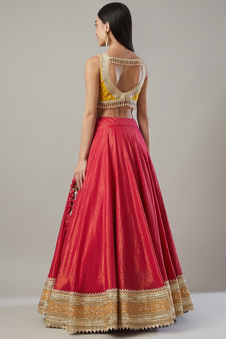 Rani Red Embroidered Wedding Lehenga Set by Shikhar Sharma at Pernia's Pop Up Shop