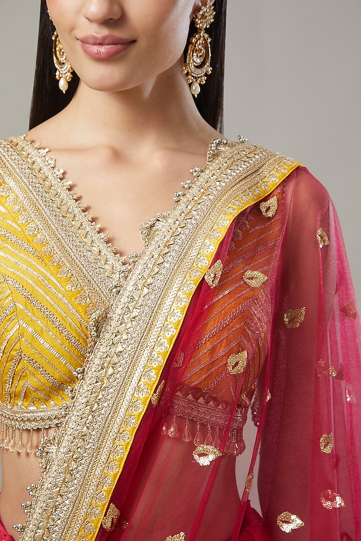 Rani Red Embroidered Wedding Lehenga Set by Shikhar Sharma at Pernia's Pop Up Shop