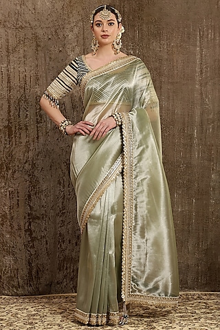 Grey Embroidered Saree Set by Shikhar Sharma