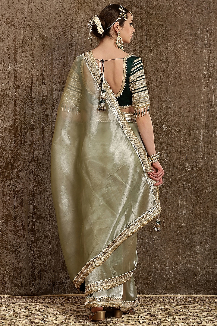 Grey Embroidered Wedding Saree Set by Shikhar Sharma at Pernia's Pop Up Shop